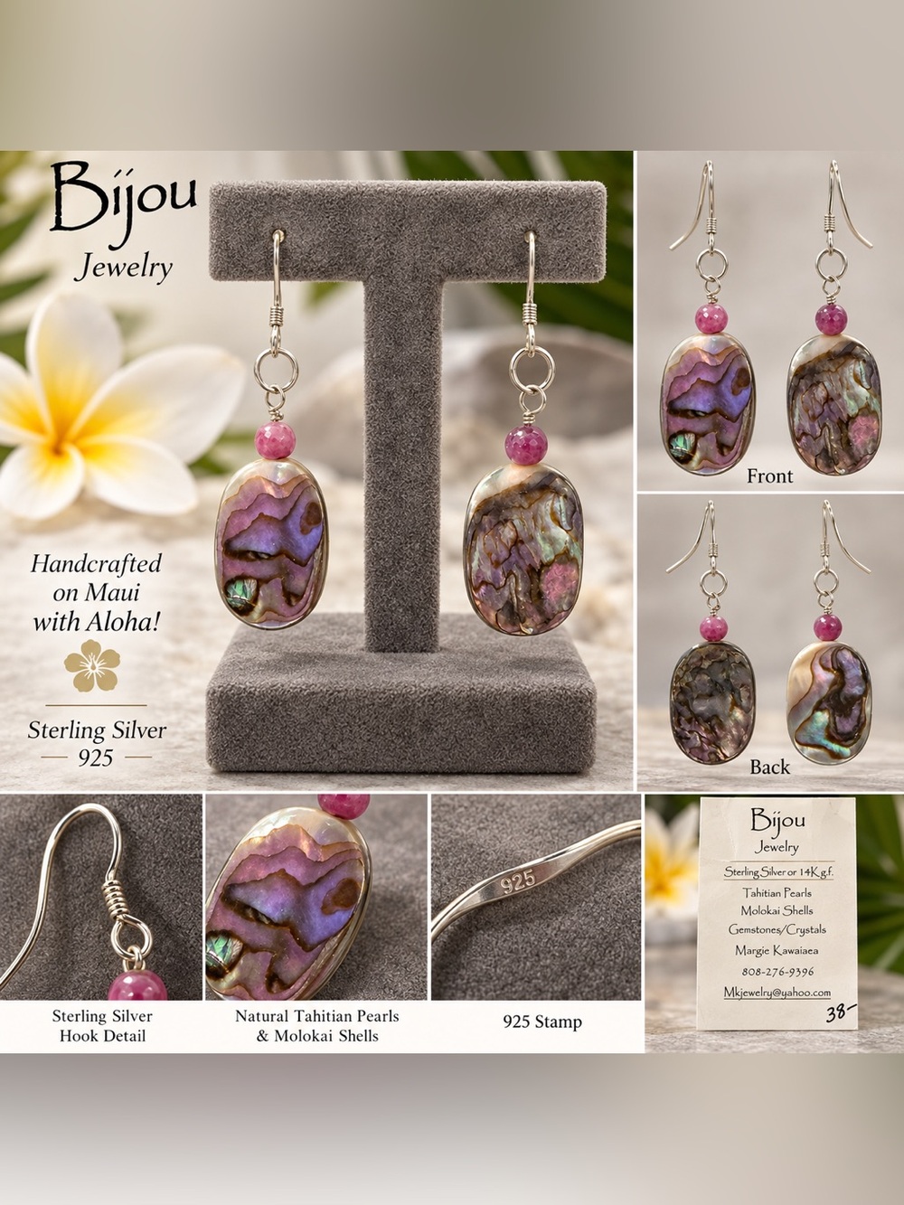 Handmade Multicolor Tahitian Pearl Sterling Silver Earrings